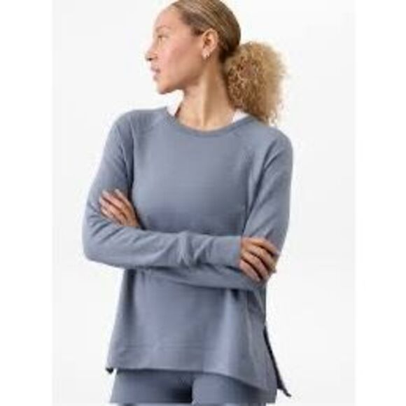 ATHLETA Women’s Shadow Blue Long Sleeve Coaster Luxe Recover Sweatshirt Size Med - Picture 1 of 9